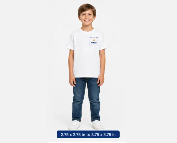 Left Chest Youth Sizing Guide
